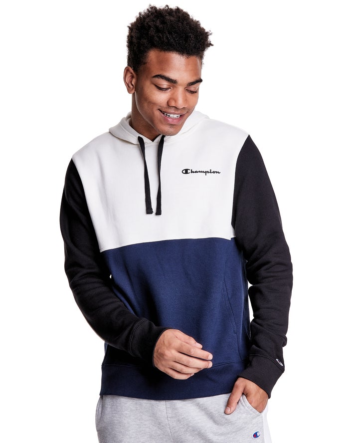 Champion Colorblock Fleece Hoodie Heren - Wit/Donkerblauw - Belgie 9534YKCVM